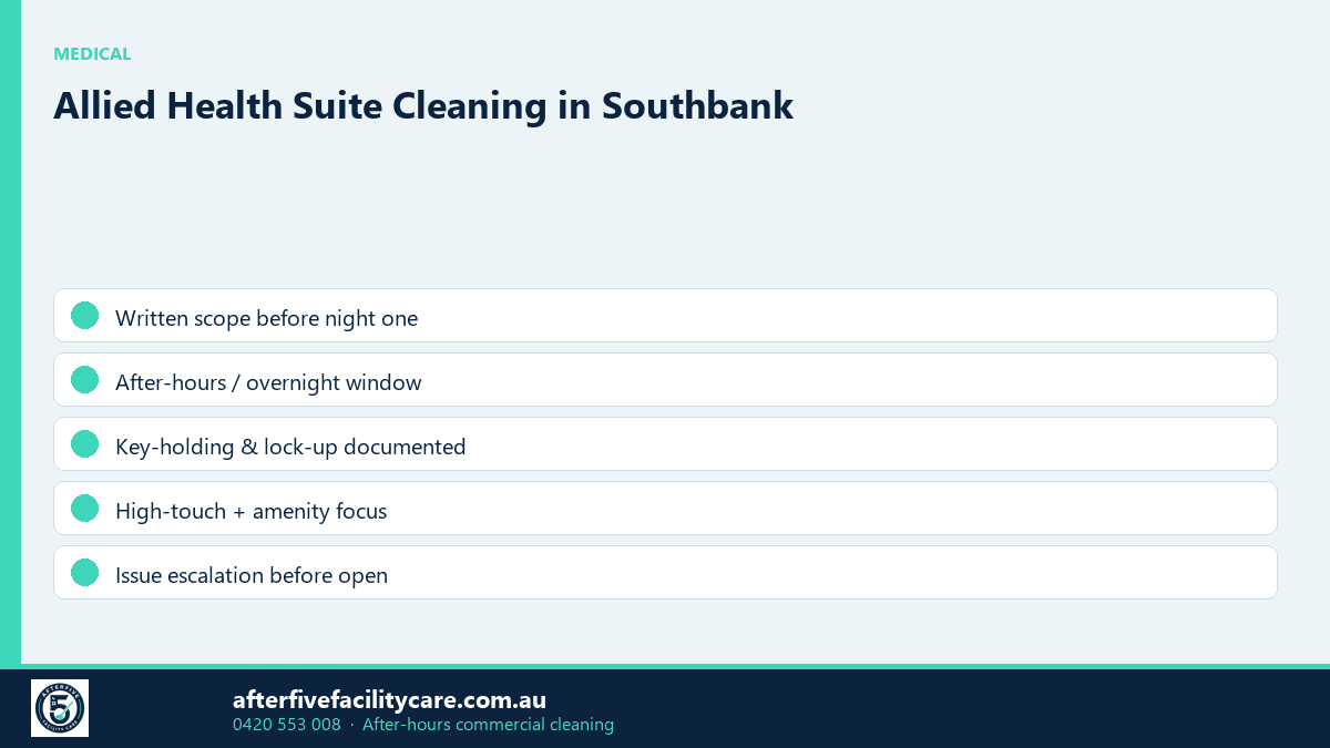 Infographic: Allied Health Suite Cleaning in Southbank