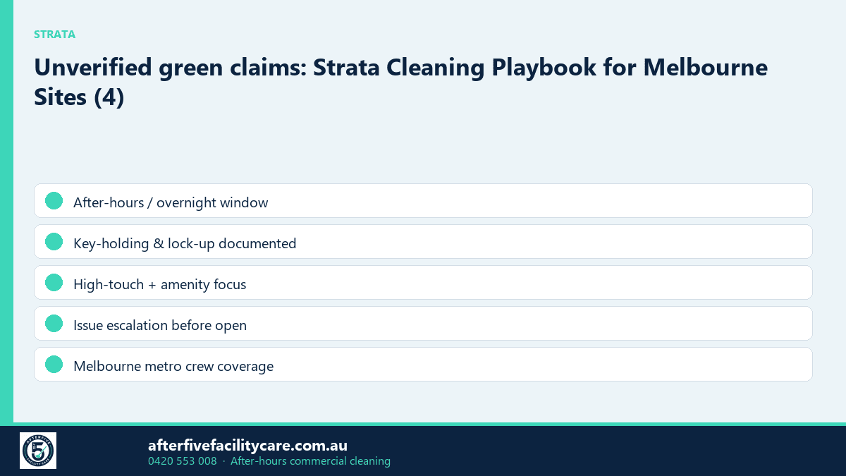 Infographic: Unverified green claims: Strata Cleaning Playbook for Melbourne Sites (4)